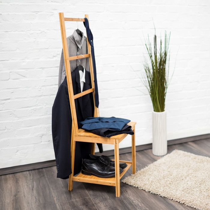 Valet de chambre, porte vêtements en bambou, femme et homme, vestiaire, HxLxP: 98,5 x 47 x 36 cm, naturel, Relaxdays | Leroy Merlin Valet de chambre, porte vêtements en bambou, femme et homme, vestiaire, HxLxP: 98,5 x 47 x 36 cm, naturel, Relaxdays | Leroy Merlin