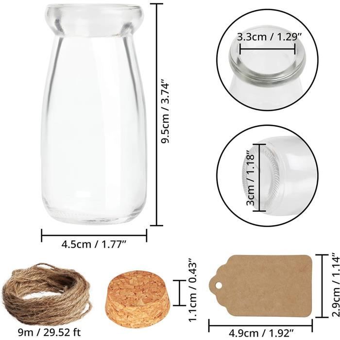 Belle Vous Lot De 64 Pot Avec Bouchon Liege En Verre, Étiquettes Et Ficelle - 13 Ml Mini Pot Conservation Rond, Hermétique Et Étiquettes Pour Mariage, Fête, Épices Et Confitures