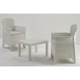 Dmora Salon intérieur et extérieur composé de : 2 fauteuils et 1 table basse, avec coussins, Made in Italy, coloris blanc-2