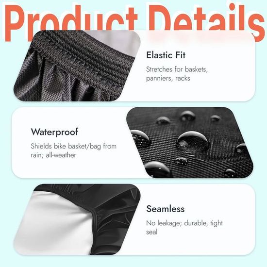 Housse De Pluie Imperméable Pour Panier De Vélo 35 L - Pour Sacoche De Vélo Et Porte-Bagages - Design Élastique Avec Construction - Sport