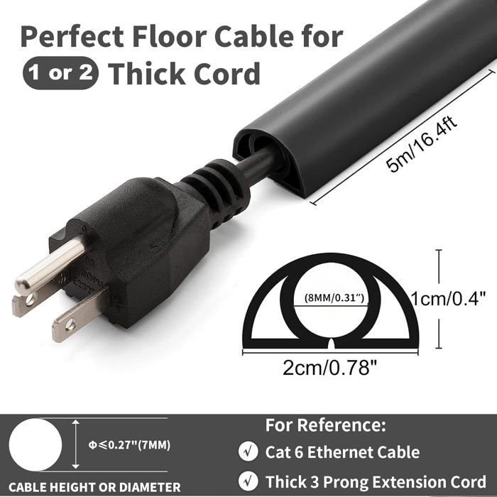 Cache Cable Sol, Petit Canal De Câble Flexible,5M X 2Cm Goulotte Passe ...