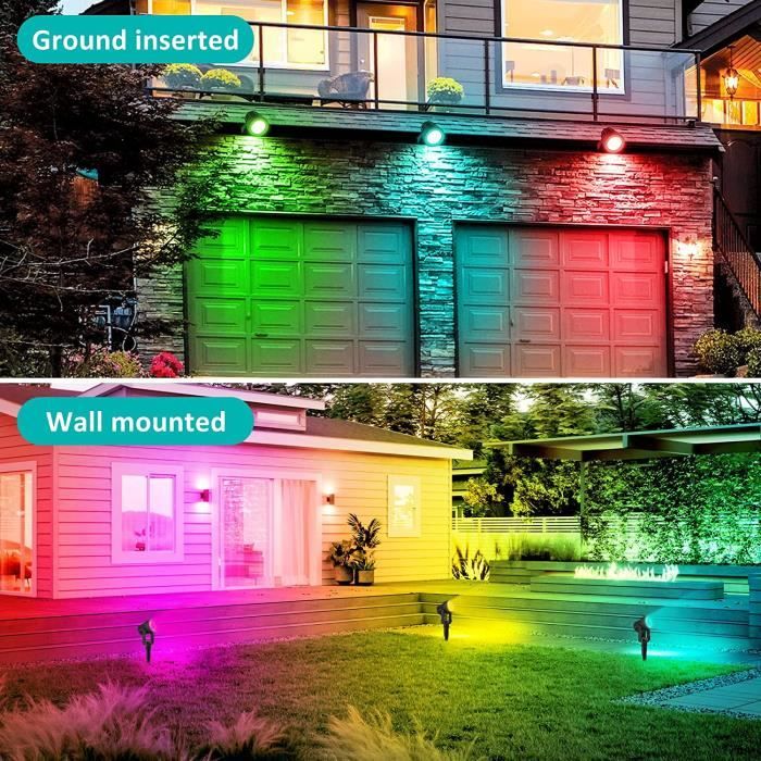 2pcs Spots solaires extérieur étanches - Éclairage de paysage étanche à 4  LED - Auto On / Off - Noir - Cdiscount Maison