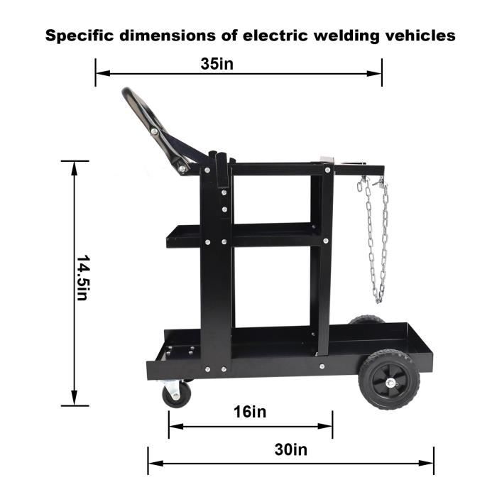 Güde Chariot Soudage Mobile GSW200 – Charge 40 Kg – 3 Niveaux – Porte-Bouteille Gaz Avec Chaînes – Pour Poste à Souder & Plasma