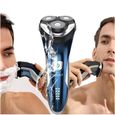 Rasoir Electrique Homme SweetLF - Tondeuse Barbe IPX7 Etanche Wet&Dry 3D Têtes Rotatives avec Ecran LCD Bleu-3