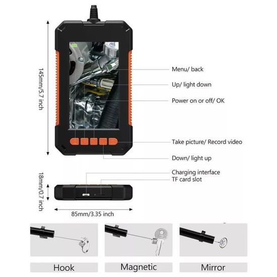Caméra Endoscope USB 20M 8.5mm HD 1280x720 IP67 6-8 LED - Inspection Canalisation Et Égouts