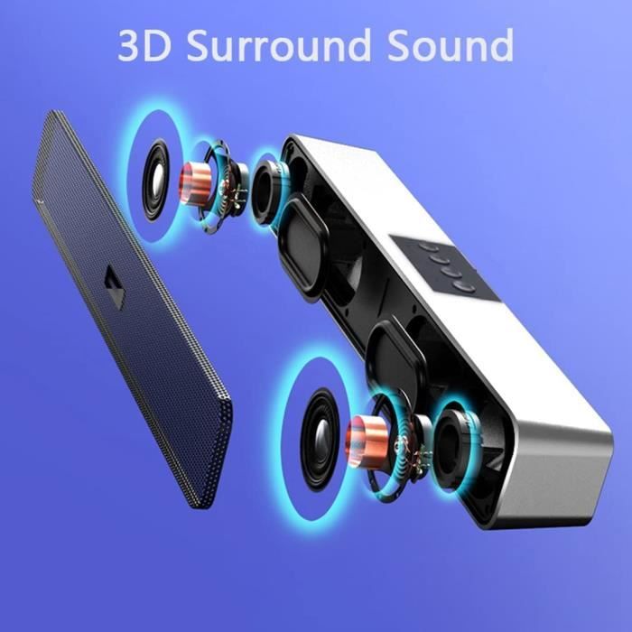 Mettre à niveau Bluetooth - Haut parleur LED filaire Bluetooth 5.0, barre  de son Surround 3D stéréo, Hi Fi, b - Cdiscount Informatique