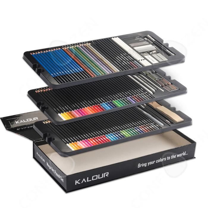 Kalour 180 couleurs Couleur Ensemble de plomb de crayons peints Fournitures  de peinture d'art (boîte de fer)