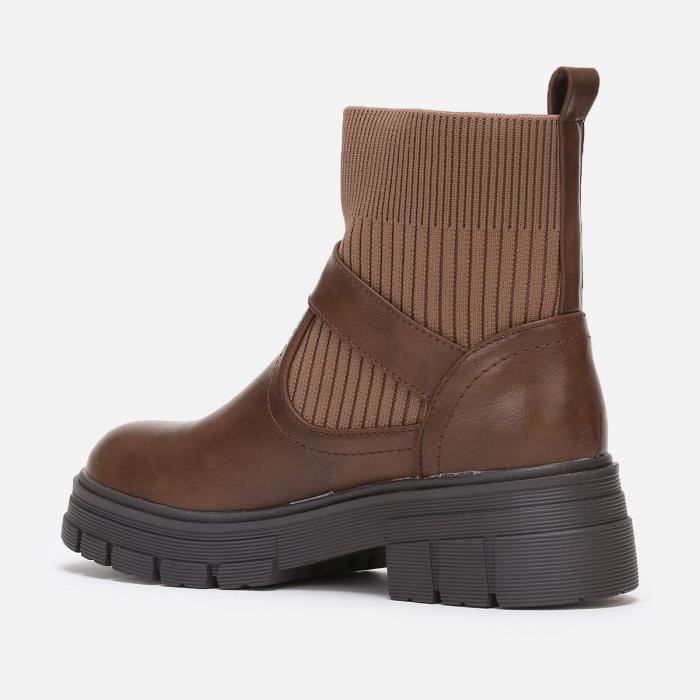 Bottine chaussette 2025 marron
