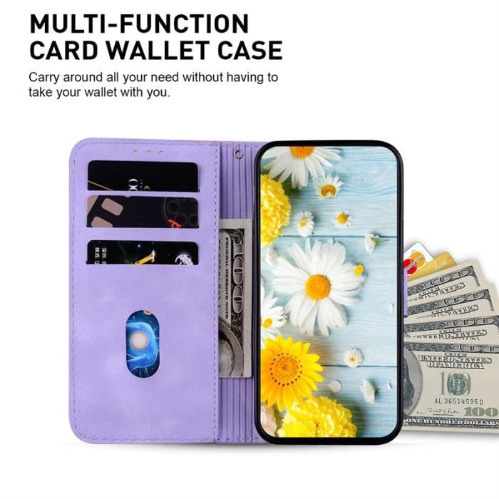Verre trempé+Etui pour Samsung Galaxy A25 5G, Fentes Cartes Housse Antichoc  Cuir PU Vintage Portefeuille Etui -Fleurs violettes BHH - Cdiscount  Téléphonie