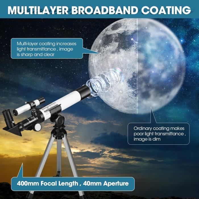 Télescope Enfants Uverbon F40040 - Astronomie Débutants - Avec Boussole Et Trépied