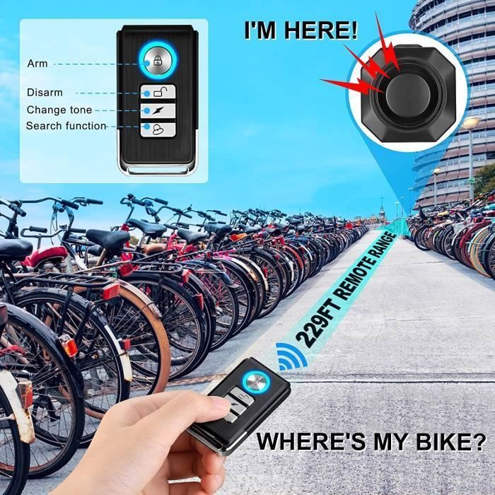 Mengshen Antivol De Vélo avec Télécommande, Alarme De