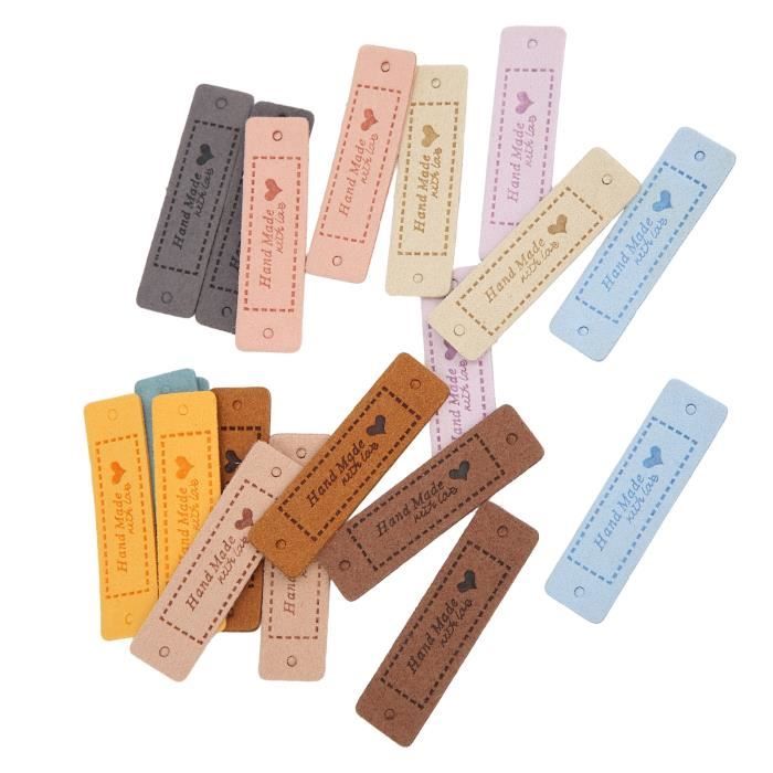 40 Étiquettes en Cuir Faites à la Main en Dix Couleurs, Étiquettes 40 Étiquettes en Cuir Faites à la Main en Dix Couleurs, Étiquettes