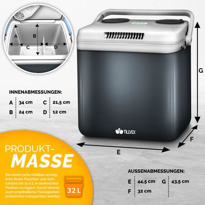 Glacière électrique Daromigo 32L - 12V/230V - Refroidit Et Réchauffe - Pour Camping/voiture