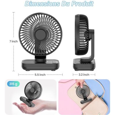 Ventilateur De Bureau USB Rechargeable 4000mAh - Inclinaison 180°, Télécommande, écran, Silencieux, Portable - 13