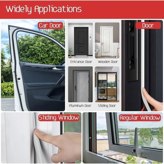 Joint Fenetre SDLDEER Ruban D'étanchéité, Autocollant, En Caoutchouc Mousse, Pour Joints De Porte, Anti-collision, Isolation Phonique, 12 Mm (l) X 3 Mm ( D) X 15 M (L Isolant Phonique