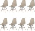 6PCS Chaises longues avec pieds en bois trapézoïdaux Kaki Foncé - Chaises Scandinave, Plastique-Résine 41*46*82cm-0