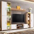 Liu Meuble Tv Mural Avec Lumiere Led Chene Sonoma Et Blanc Achat Vente Armoire De Chambre Liu Meuble Tv Mural Avec Cdiscount