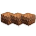 Randaco Dalles terrasse caillebotis Lot de 33 pcs, Surface Max. 3 m²- emboîtables Carreaux bois d’acacia teinté Brun-0