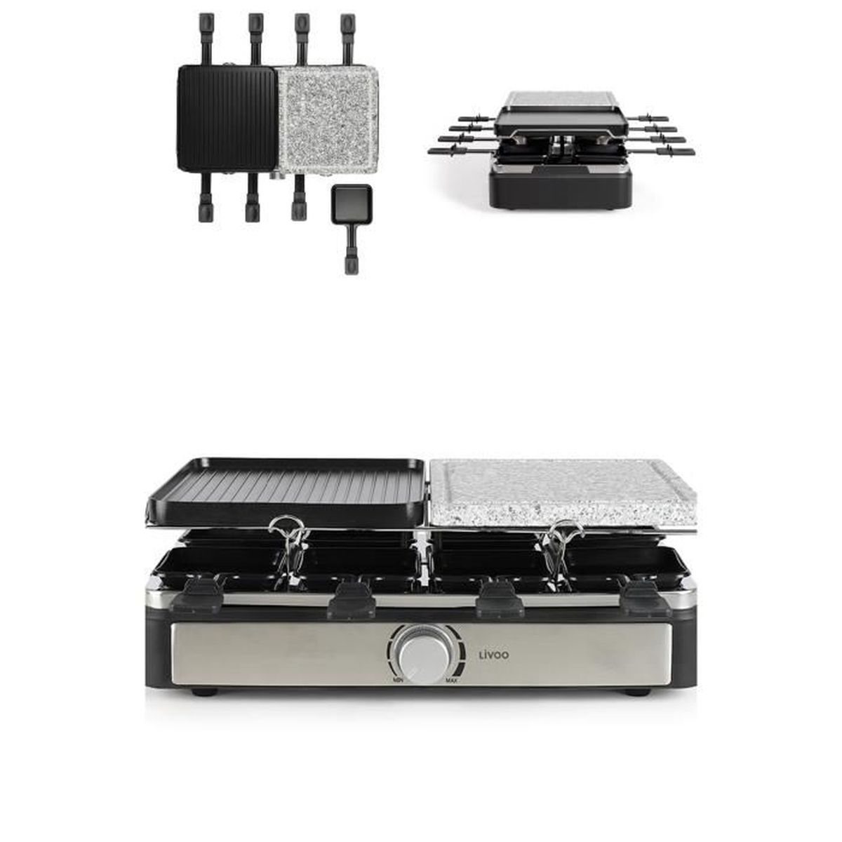 Appareil à Raclette 2 Personnes 350w + Gril Noir/rouge - Agr102