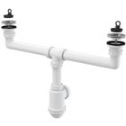 Siphon - ALCA PLAST - Vidage d'évier 2 cuves - Débit 83,4l/min - Inox - Résistant jusqu'à 95°C