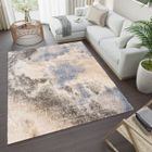 TAPISO Tapis Salon Poils Longs VERSAY Gris Bleu Beige Abstrait Polypropylène Intérieur 140x200