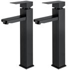 Robinet de Lavabo Haut Mitigeur Lavabo Noir avec Poignée Carrée en Acier Inox - HOMELODY