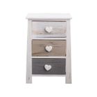 Commode - MOBILI REBECCA - Table de Chevet 3 Tiroirs Bois Blanc Gris Beige - Style Campagne
