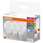Ampoules LED sphère dépolie OSRAM - Boite de 3 - E14 4,9W - Blanc froid