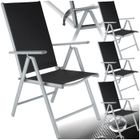 Fauteuils de jardin - TECTAKE - Lot de 4 chaises de jardin pliantes MARILENA Pliable Dossier réglable en 7 positions - Noir/Gris