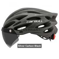 Noir carbone - 54-61CM - Casque de vélo avec lumière LED pour hommes et femmes, visière à lentille parfaite,