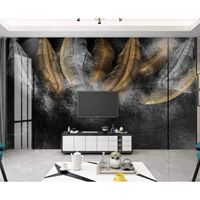 Papier Peint Panoramique 3D Intissé Plume D'Or Noir Et Blanc Simple Salon Chambre Poster Mural Décoration Murale xxl 350*250cm