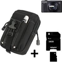 Grand Pochette ceinture - étui pour Canon PowerShot SX740 HS, noir | sac camera Housse de protection sac + 16GB Carte mémoi