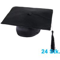 Lot de 24 Toque étudiant diplômé Chapeau laurea Tocco Dr hut noir avec pendentif taille unique Convenable aux adultes