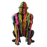 Statue - Statuette - Figure de gorille de graffiti multicolore en résine 23 * 12 * 13cm Figure animale