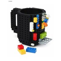 Tasse a café créative blocs de construction bricolage assemblé tasse de café tasse de décompression en plastique style Lego,noir