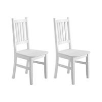 Eris 90.71-01-DW Set de 2 chaises de cuisine de couleur blanc, chaise de salle à manger, chaise en pin massif peint en blanc