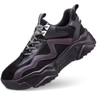 MBP chaussures de sécurité pour hommes femmes-Chaussures de travail tendance à bout en acier légères et respirantes-noir