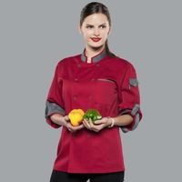 Tongca Chef Chemise Chef Veste à Manches Longues Réglable Hommes Femmes Unisexe Cuisinier Manteau Restaurant Hôtel Cuisine Vêtements