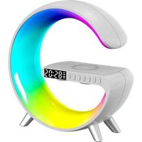 OEMG Réveil Lumineux avec Bluetooth Enceinte Lampe de Chevet Lumière Coloré Contrôle par APP Chargeur sans Fil pour Chambre- Blanc