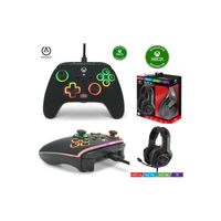 Manette XBOX ONE-S-X-PC SPECTRA INFINITY Lumineuse Noire LED RGB EDITION Officielle + Casque Gamer SPIRIT OF GAMER EH50BK
