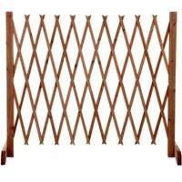 Barrière de protection extensible en bois - TERRE JARDIN - 90 x 150 cm - Marron - Réglable - Bébé - Mixte