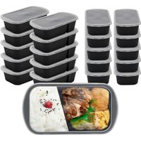 Meal Prep Containers Lot de 20, 1000ml Boite avec Compartiment et Couvercles,sans BPA, Passe au Micro-Onde,Noir