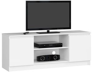 MEUBLE TV Meuble TV AKORD - Blanc - 140 cm - 2 portes - 2 ét