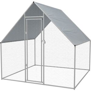 POULAILLER Cage extérieure pour poulets Acier galvanisé 2 x 2 x 1,92 m-TIPTOP-co