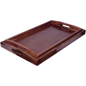Grand Plateau De Service En Bois Marron 60 X 40 X 6 Cm Petits losanges pour jeux de société. bois marron 60 x 40 x 6 cm