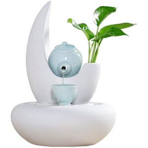 220V Fontaine Fonction De Cascade Int/érieure avec Lumi/ère LED Ornement De D/écoration deau De Table Decoration Interieur pour La Maison Fontaine De Bureau en R/ésine De Style Simple