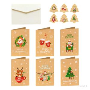 Lot 5 Cartes Joyeux Noël Rouge Brillant + 5 Enveloppes Blanches