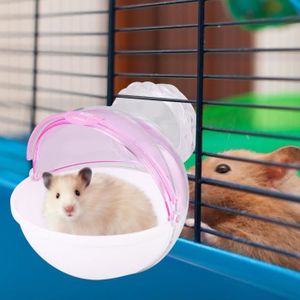 MAISON DE TOILETTE Drfeify Salle de bain Hamster Toilette pour Hamster avec Cage pour Animaux de Toilette Toilette pour animalerie d'aliment Bleu Rose