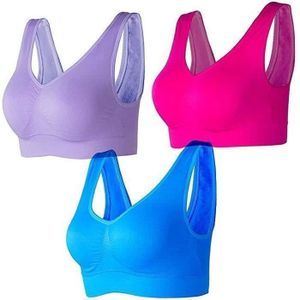 SOUTIEN-GORGE 3pcs Soutiens-Gorge de Sans Couture Femme Sport Yoga Lingerie Brassière Sans Armature avec Coussinets Amovibles Fitness Bra