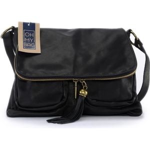 Sac Bandoulière Noir Simili Cuir - Fermeture Magnétique, Sangle Ajustable - Taille Moyenne